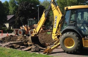 Street department digging