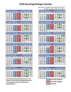 2018 Recycling/Garbage Calendar