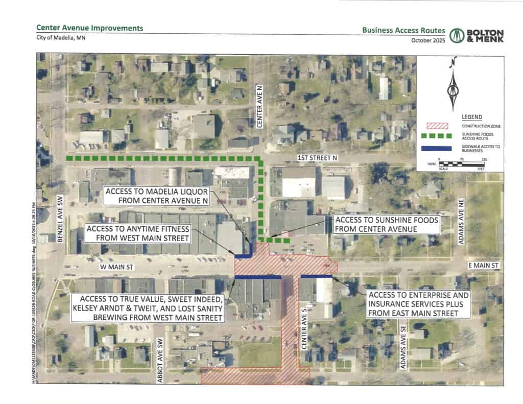 Center Avenue – Business Access Map 10-17-2025