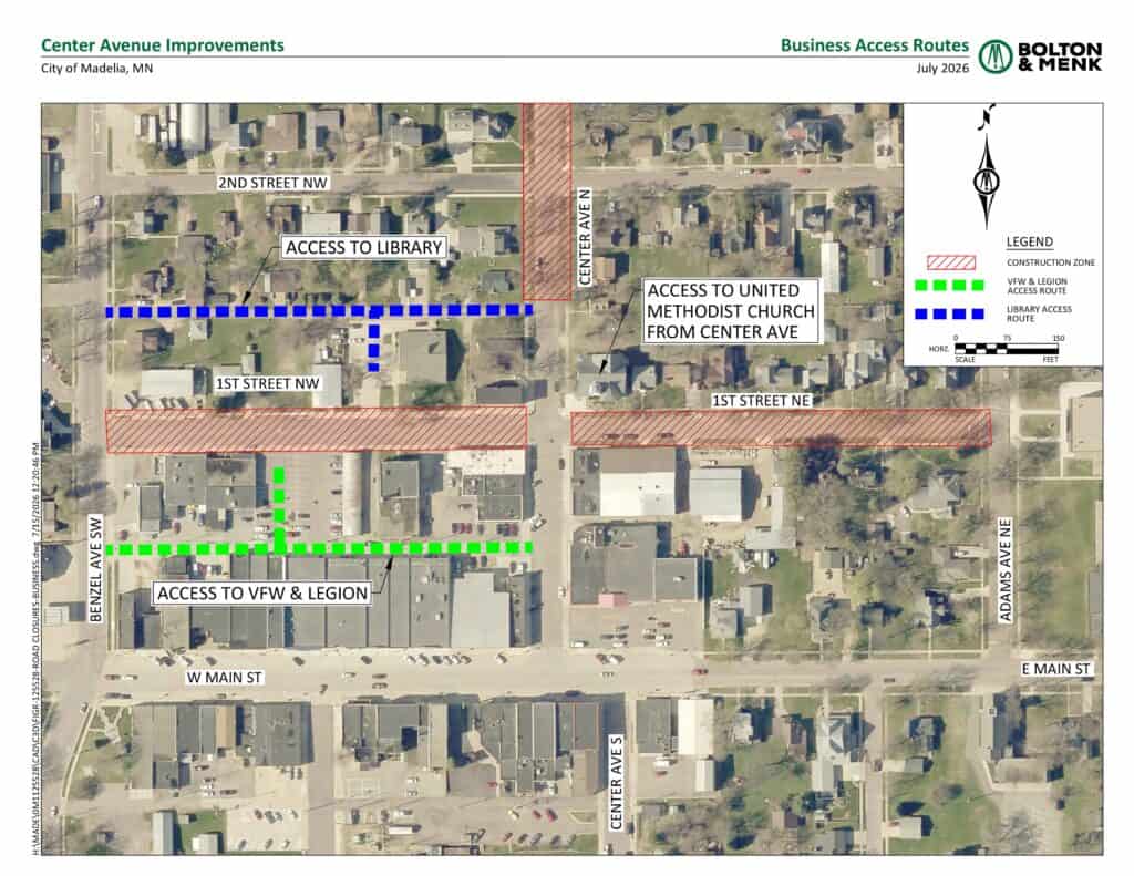Center Avenue Business Access Map 7 15 26 - City of Madelia