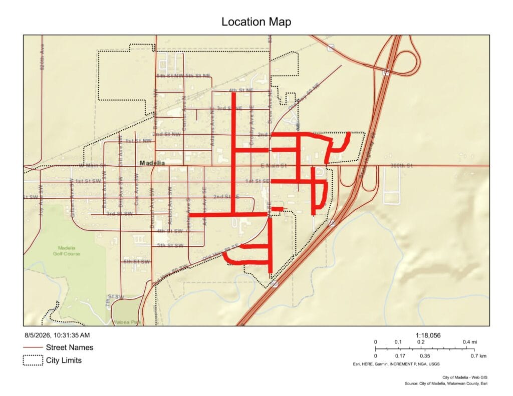 2026 Seal Coat Map 2026 Seal Coat Map - City of Madelia