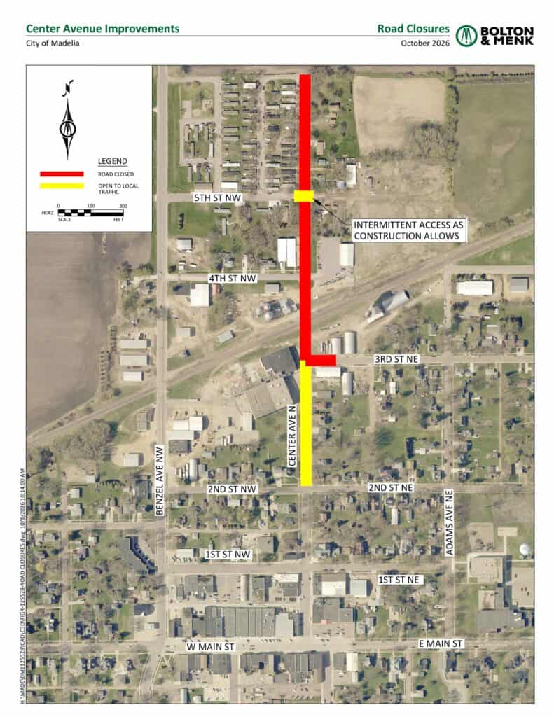 Center Avenue Road Closure Map 10-8-26 Center Avenue Road Closure Map 10 8 26 - City of Madelia